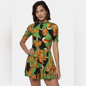 FARM Rio Toucanana Toucan banana printed short wide leg romper Sz P/ est XS New!